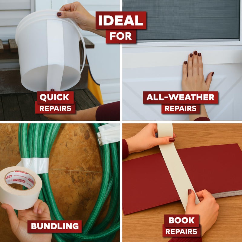 XFasten Duct Tape White, 2 Inches x 50 Yards, All-Weather Duct Repair Tape for Heavy-Duty Repair, Patching, Packing | High Tensile Strength & Shear Stress Resistance | Cold and Snow Resistant - Image 4